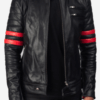Men_s Black _ Red Leather Biker Jacket front