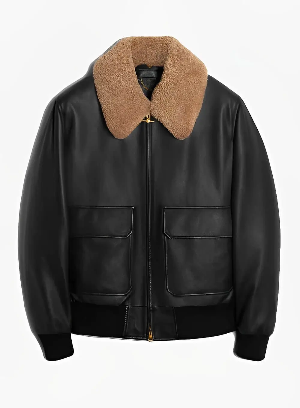 Men's Bomber Sherpa Collar Leather Jacket-LEE-Leather-Jackets-002