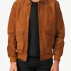 Mens-Brown-Suede-Bomber-Jacket