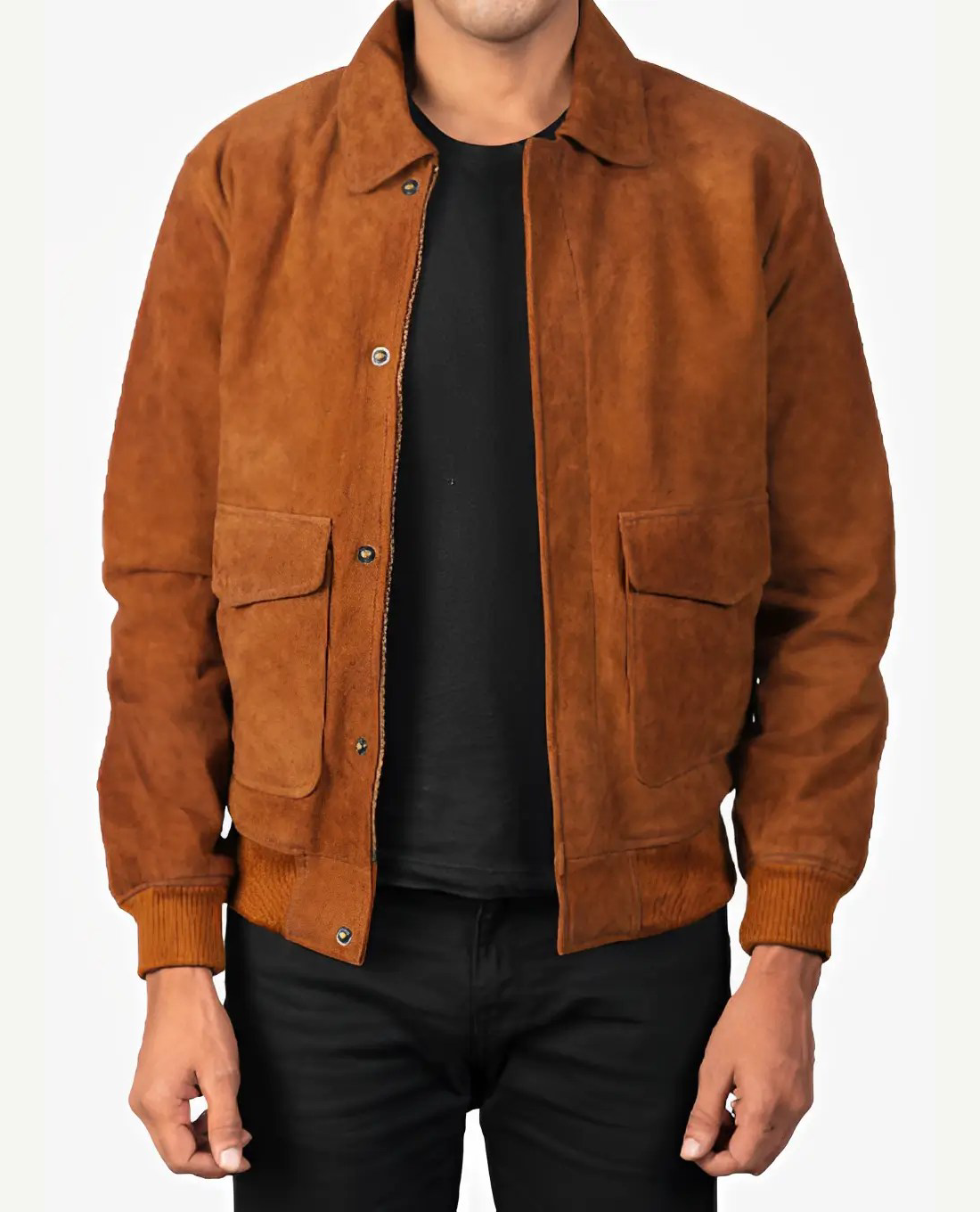 Mens-Brown-Suede-Bomber-Jacket