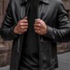 Men's Classic Black Leather Jacket-Main
