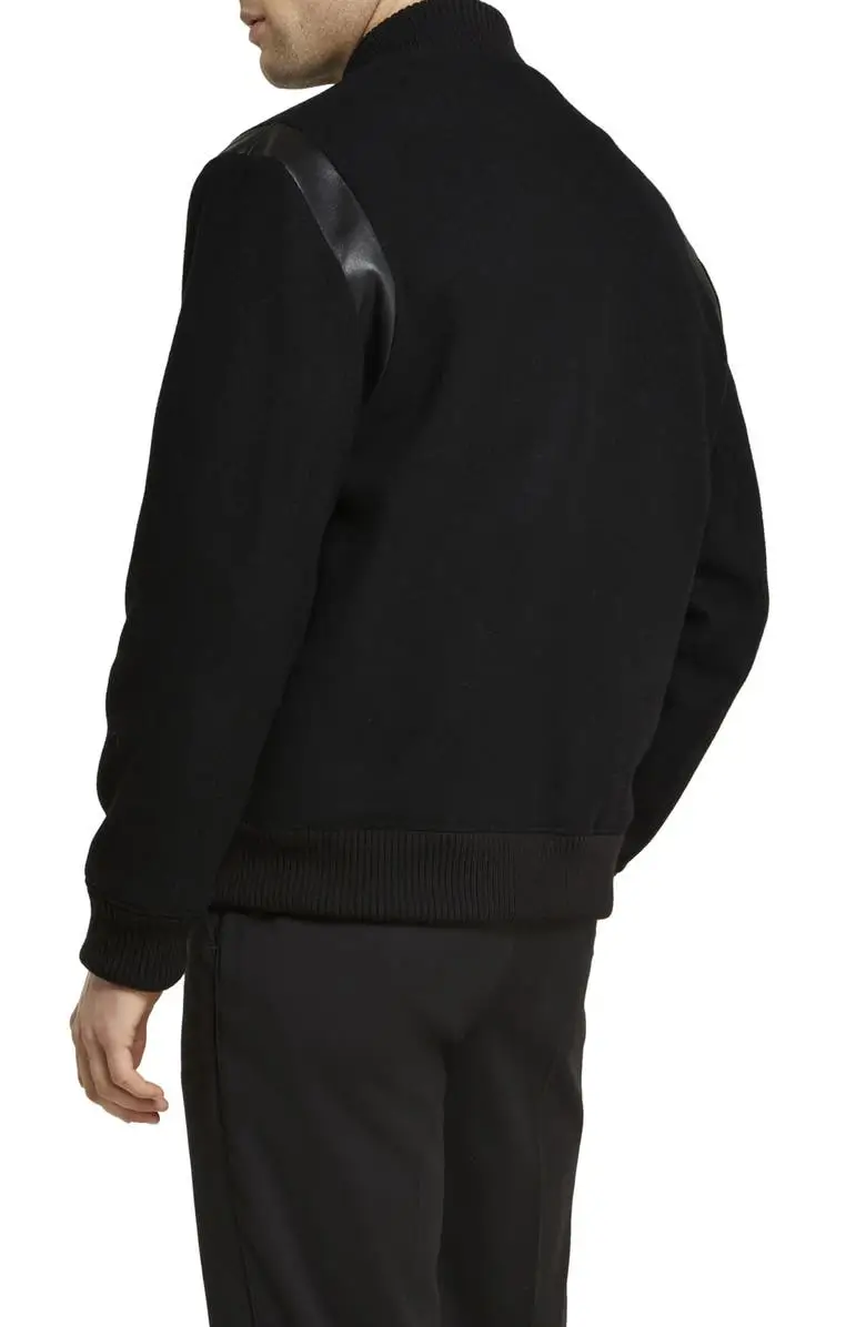 Dacre Varsity Leather Trim Wool Blend Bomber Jacket-LEE-Leather-Jackets-001