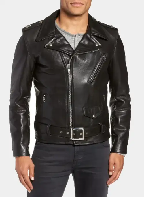 Men’s Cowhide Moto Black Leather Jacket-LEE-Leather-Jackets-001
