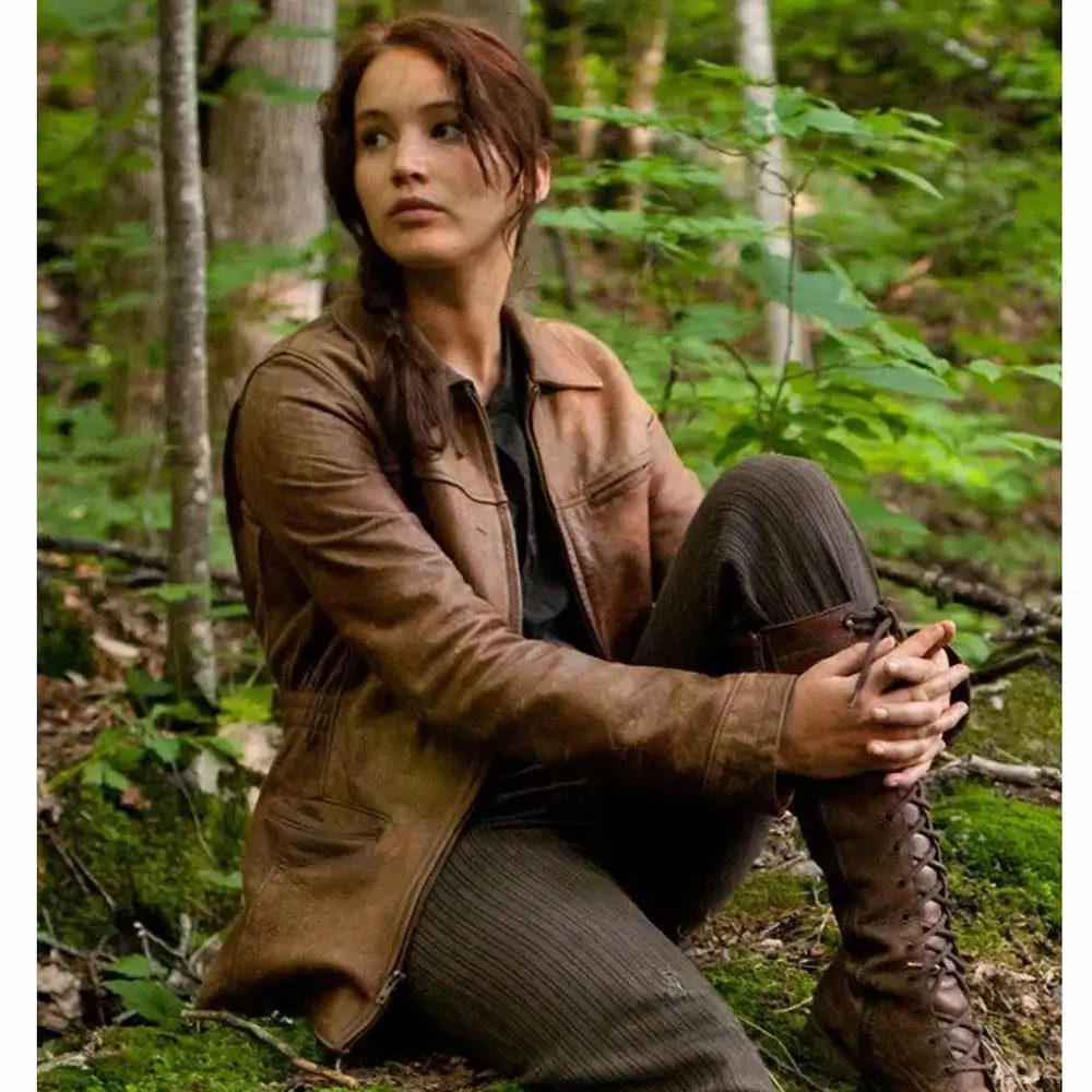Katniss Everdeen Hunger Games Brown Jacket - LEE Leather Jackets