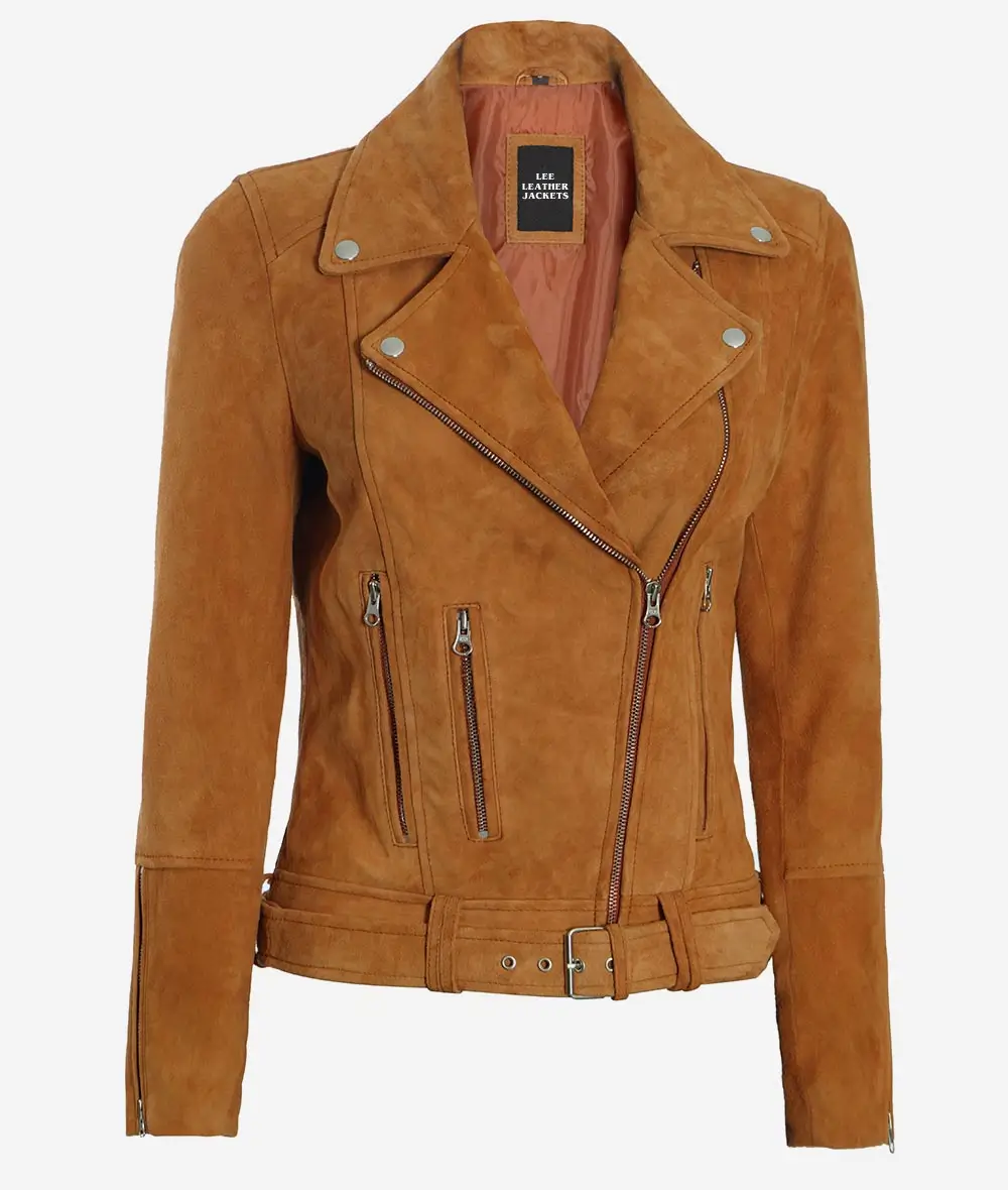 Women's Brown Suede Jacket-LEE-Leather-Jackets-001