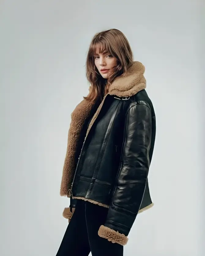 Women Aviator Bomber Shearling Leather Jacket-LEE-Leather-Jackets-002