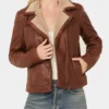 Women's Sherpa Collar Moto Leather Jacket-LEE-Leather-Jackets-002