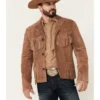 MEN'S Brown Real Suede FRINGE LEATHER JACKET