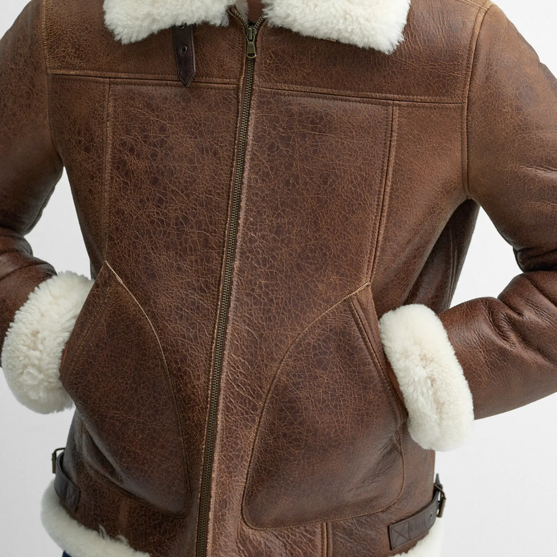 Men's Brown Aviator Shearling Leather Jacket