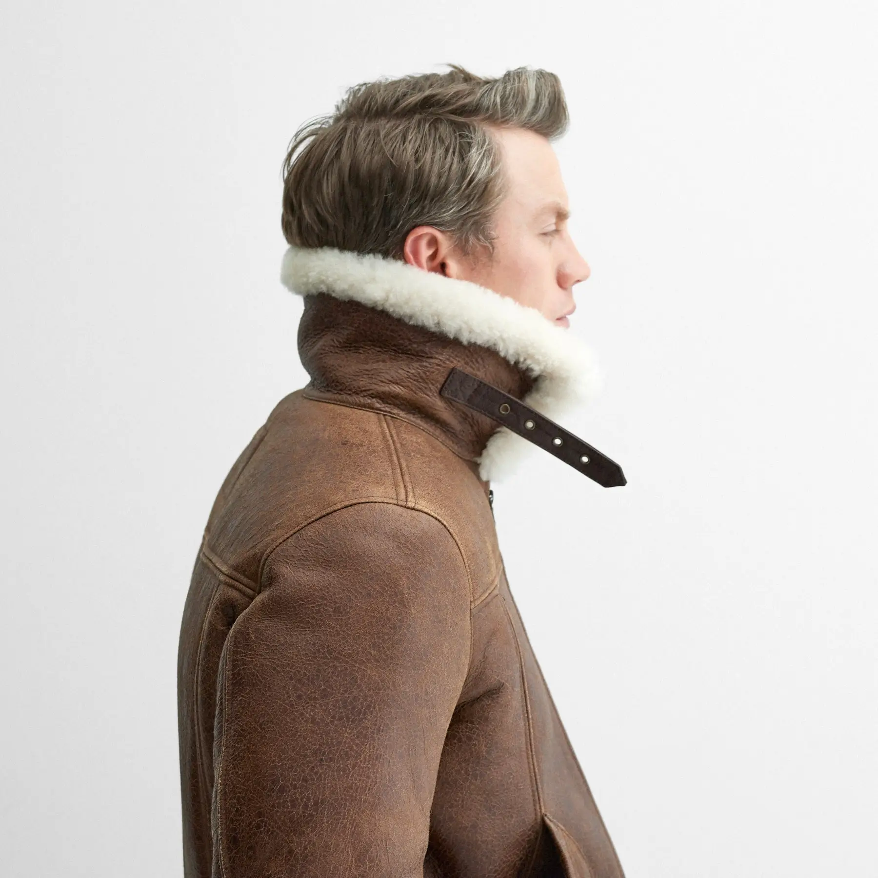 Men's Brown Aviator Shearling Leather Jacket