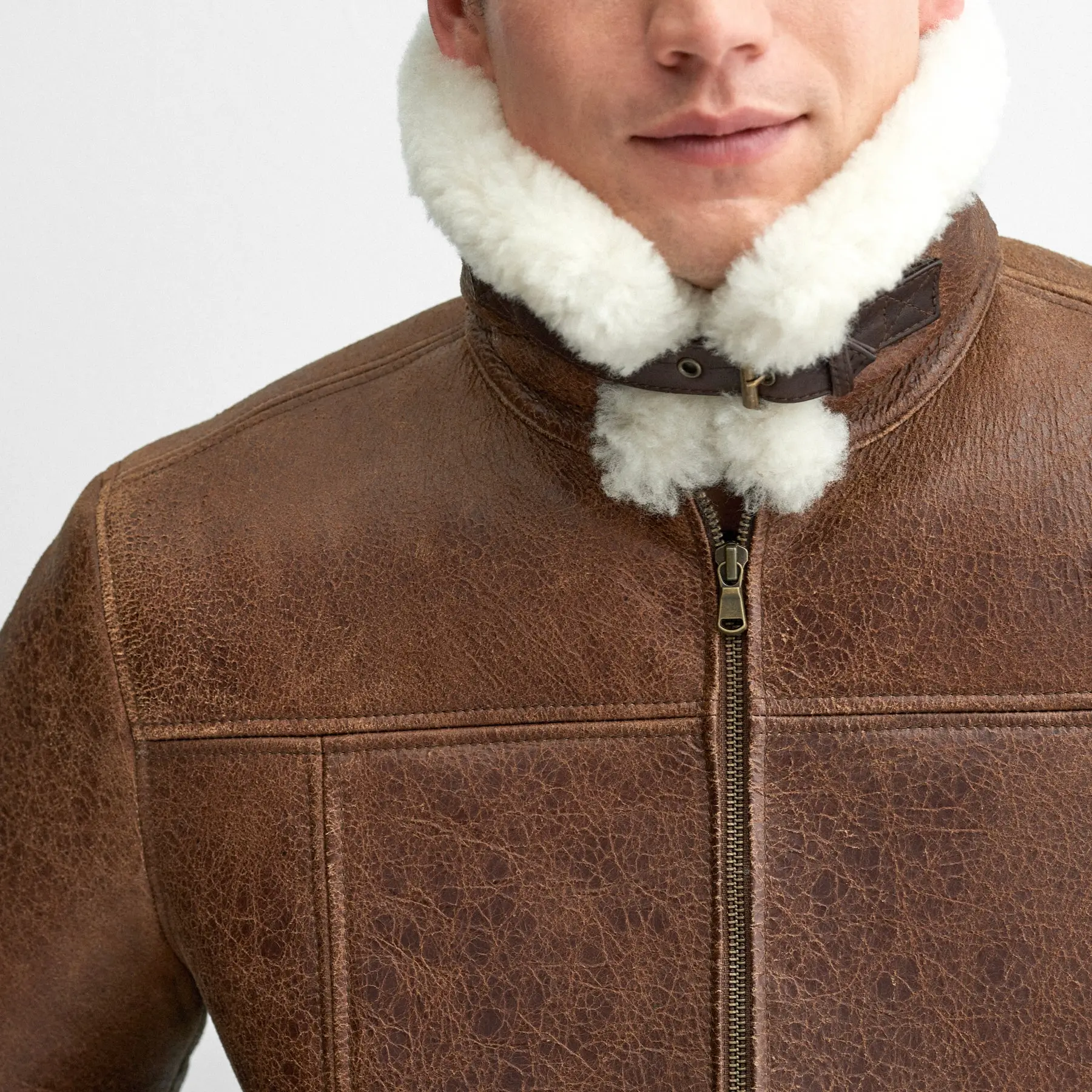 Men's Brown Aviator Shearling Leather Jacket
