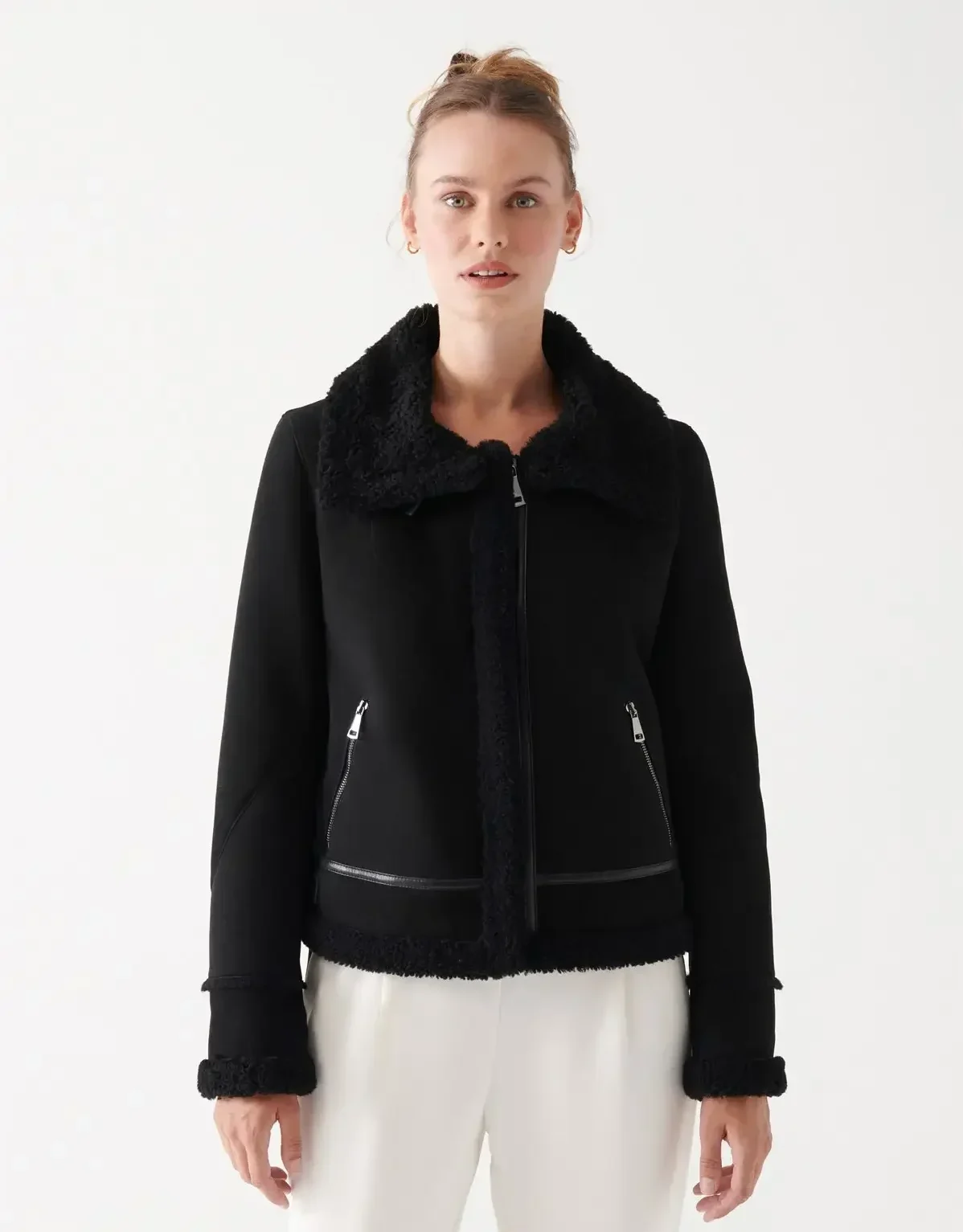 Women's Black Sheepskin Shearling Jacket