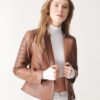Women's Brown MOTO Leather Jacket