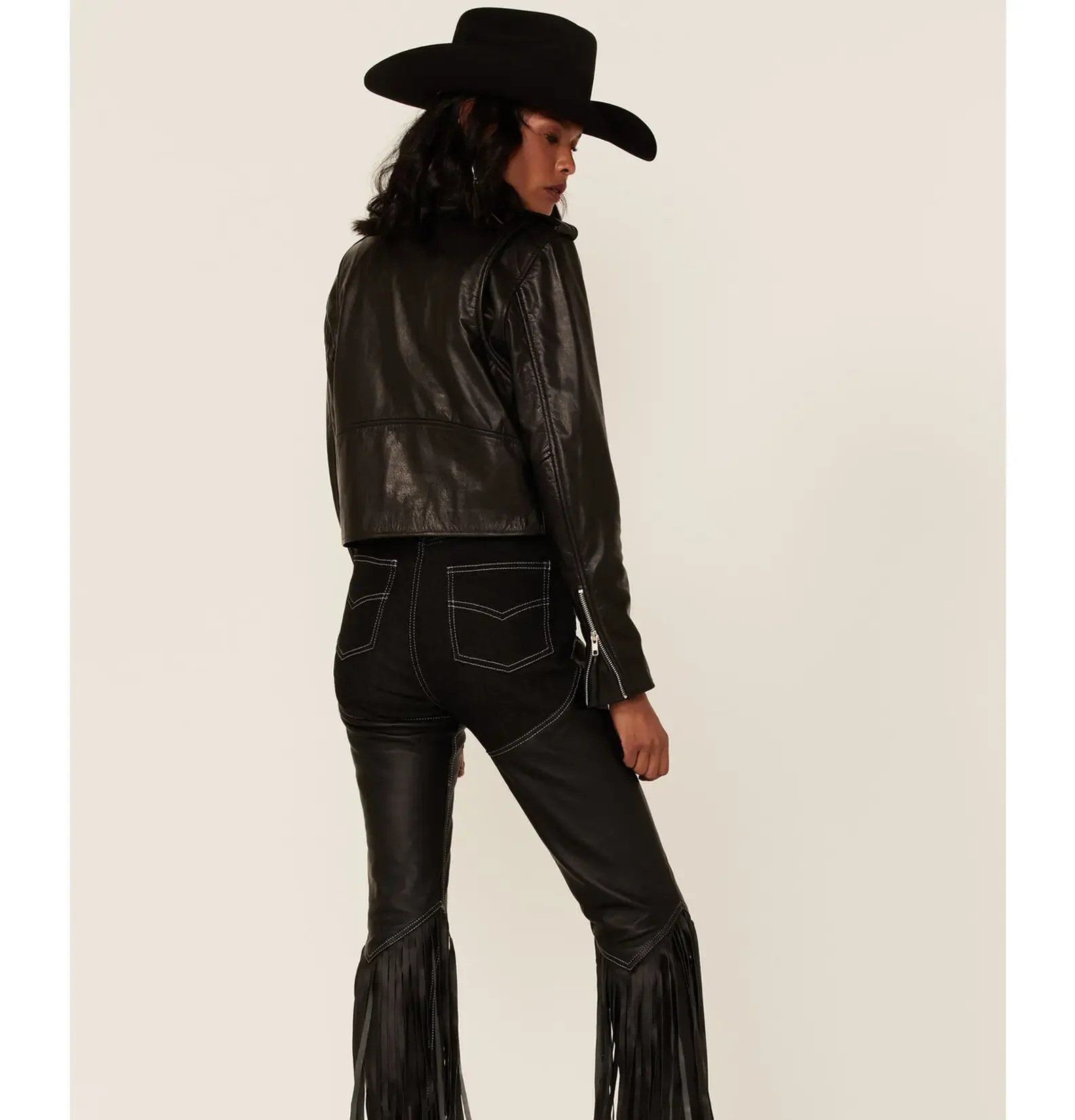 Women's Cowboy Style Biker Leather Jacket