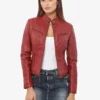 Women's Body Fit Cafe Racer Leather Jacket