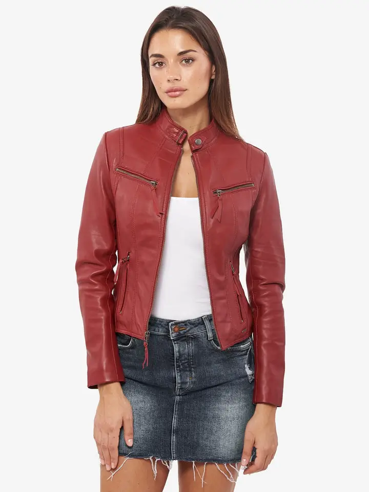 Women's Body Fit Cafe Racer Leather Jacket