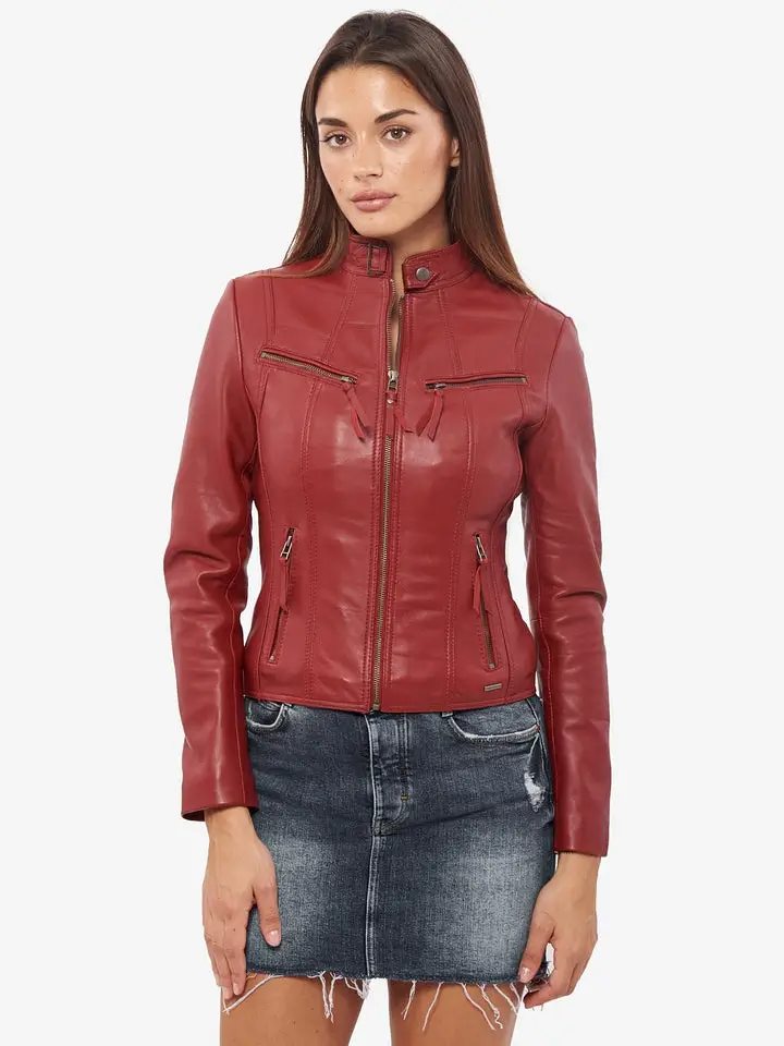 Women's Body Fit Cafe Racer Leather Jacket
