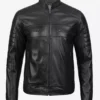 Men's Black Cafe Racer Leather Jacket