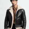 Mens-Black-Shearling-Flight-Jacket-Front-Lee-Leather-Jackets