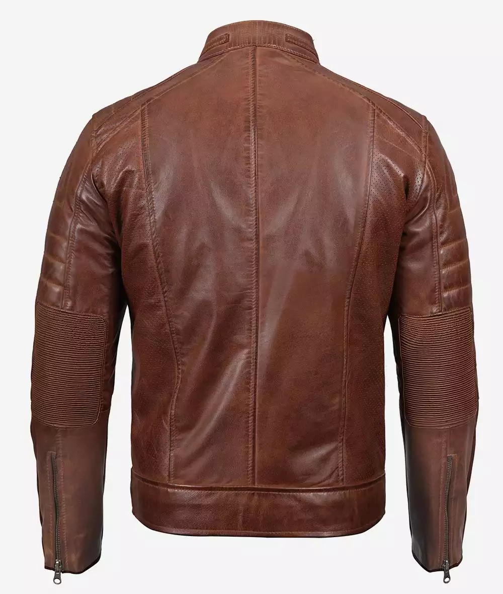 Men's Cognac Brown Biker Leather Jacket