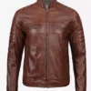 Men's Cognac Brown Biker Leather Jacket