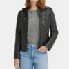 Women’s Black Biker Hoodie Jacket-LEE-Leather-Jackets