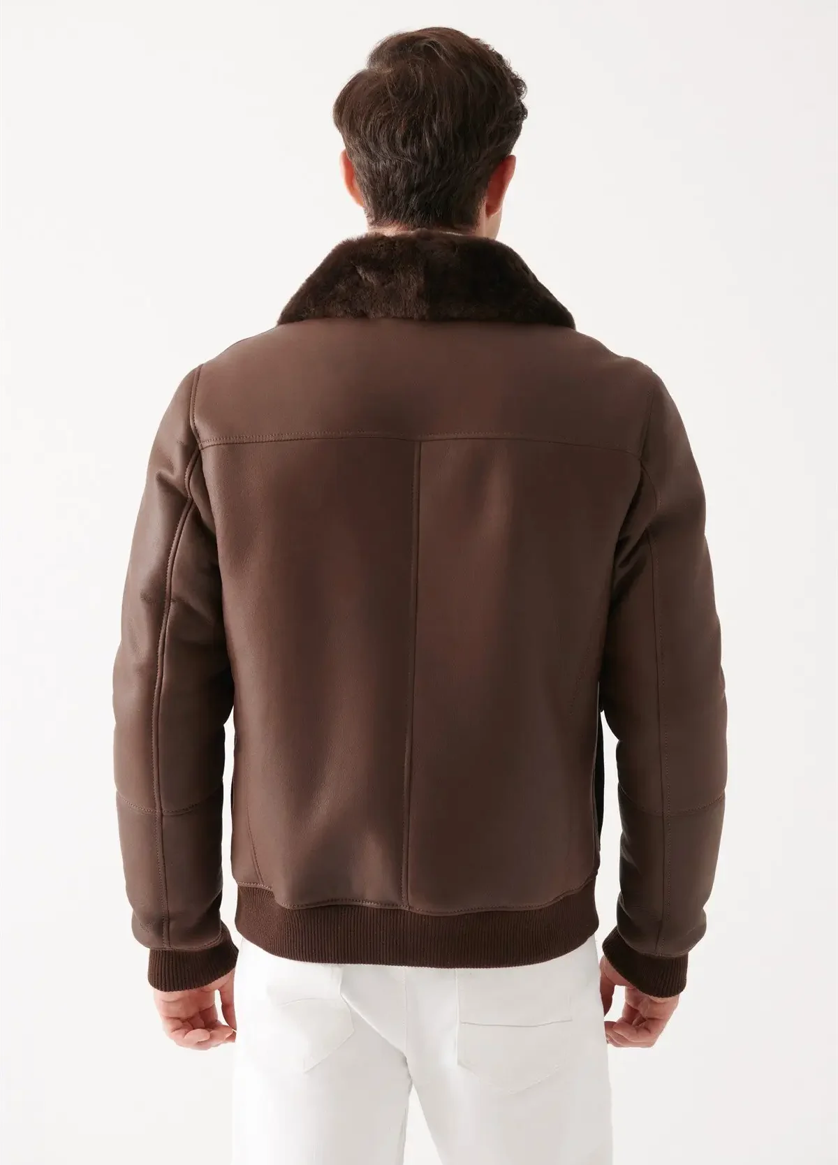 Men's Brown Shearling Sheepskim Leather Jacket