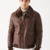 Men's Brown Shearling Sheepskim Leather Jacket