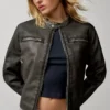 Women's Mock Neck Cafe Racer Jacket