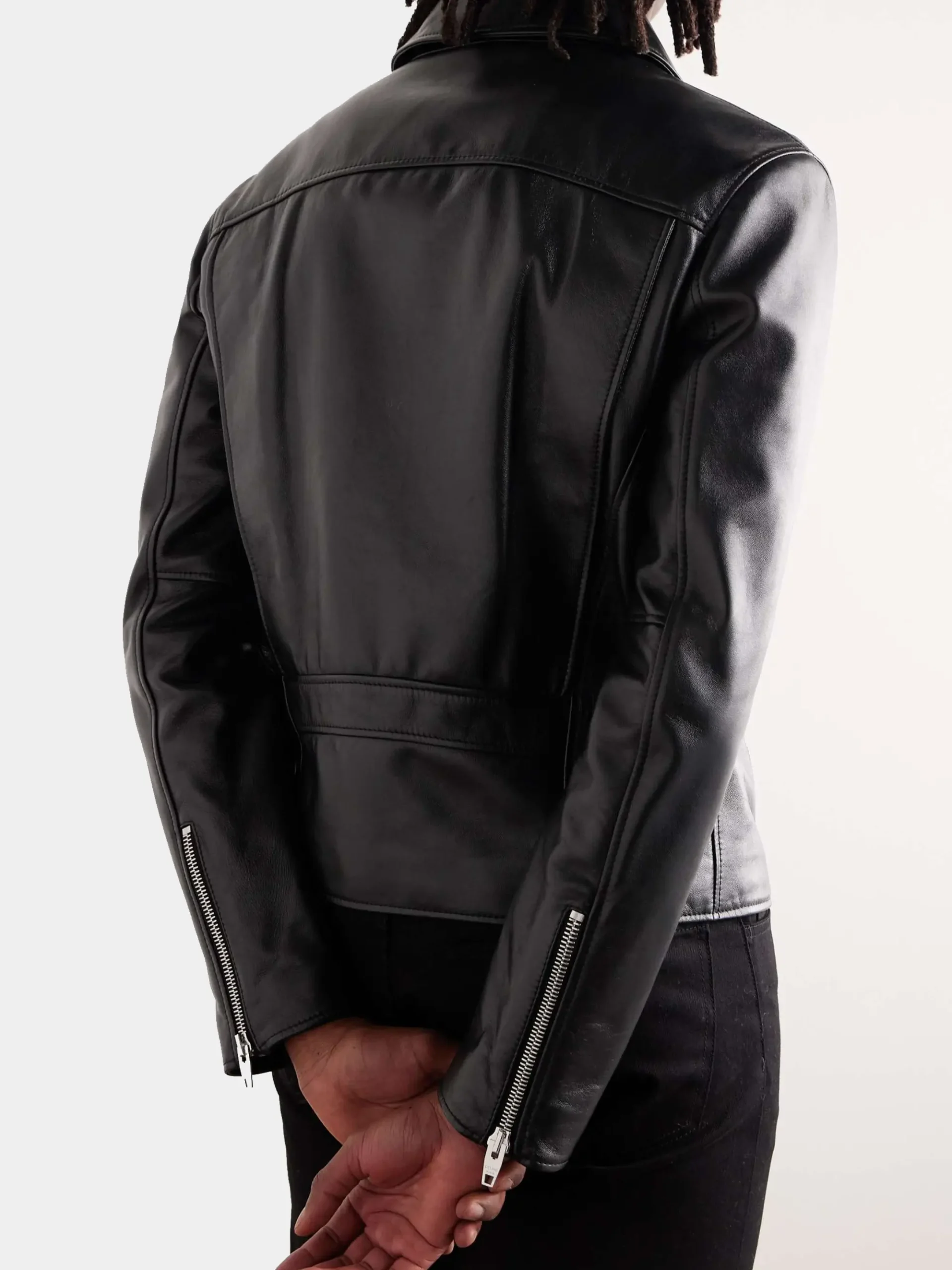 Men's Biker Cropped Leather Jacket