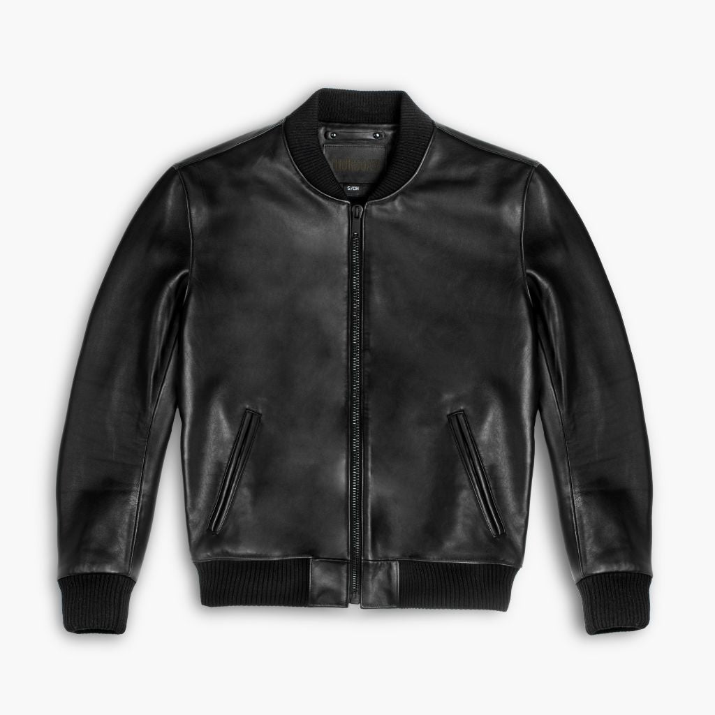 Mens-Black-Bomber Leather-Jackets