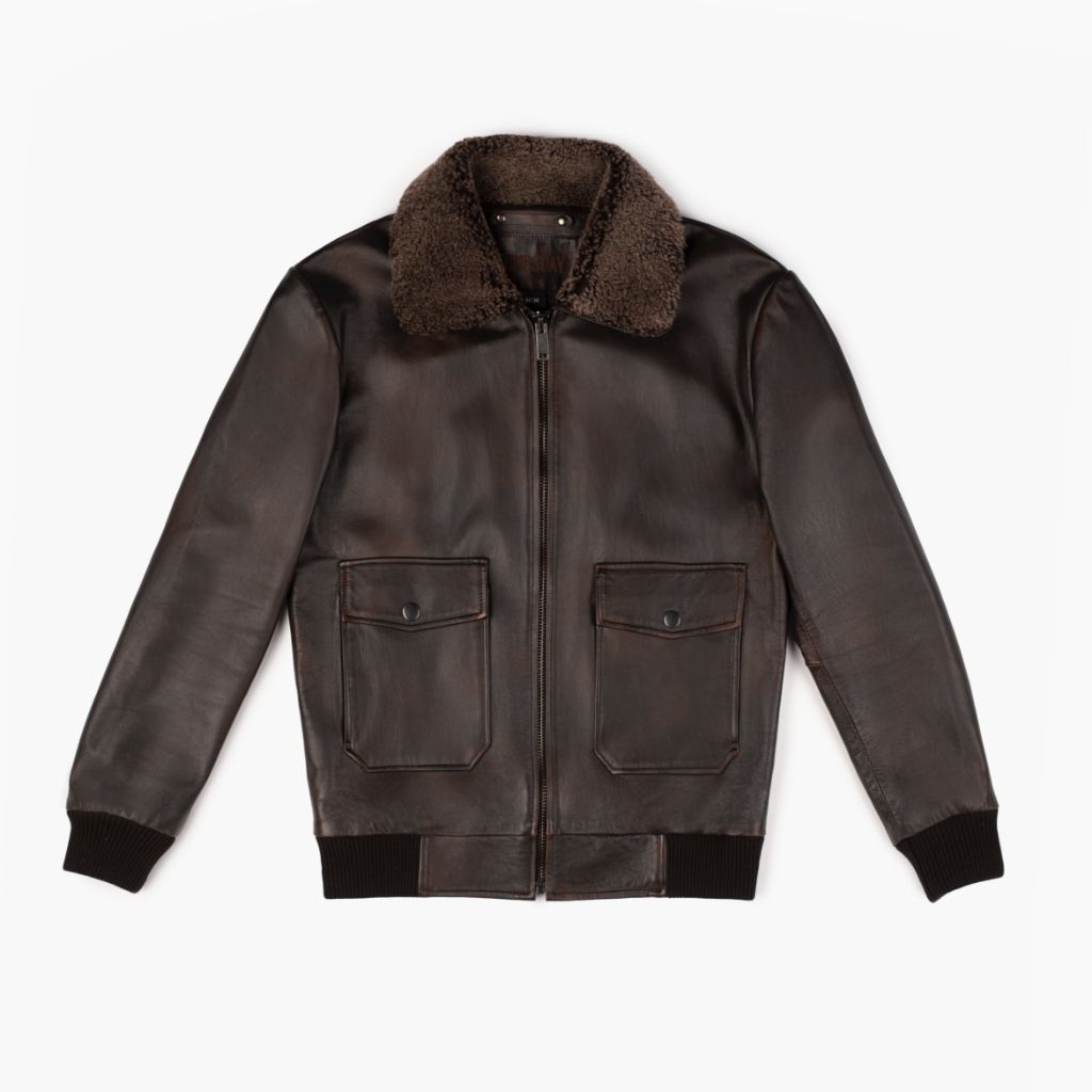 Mens-Brown-Flight-Sherpa Bomber Jacket