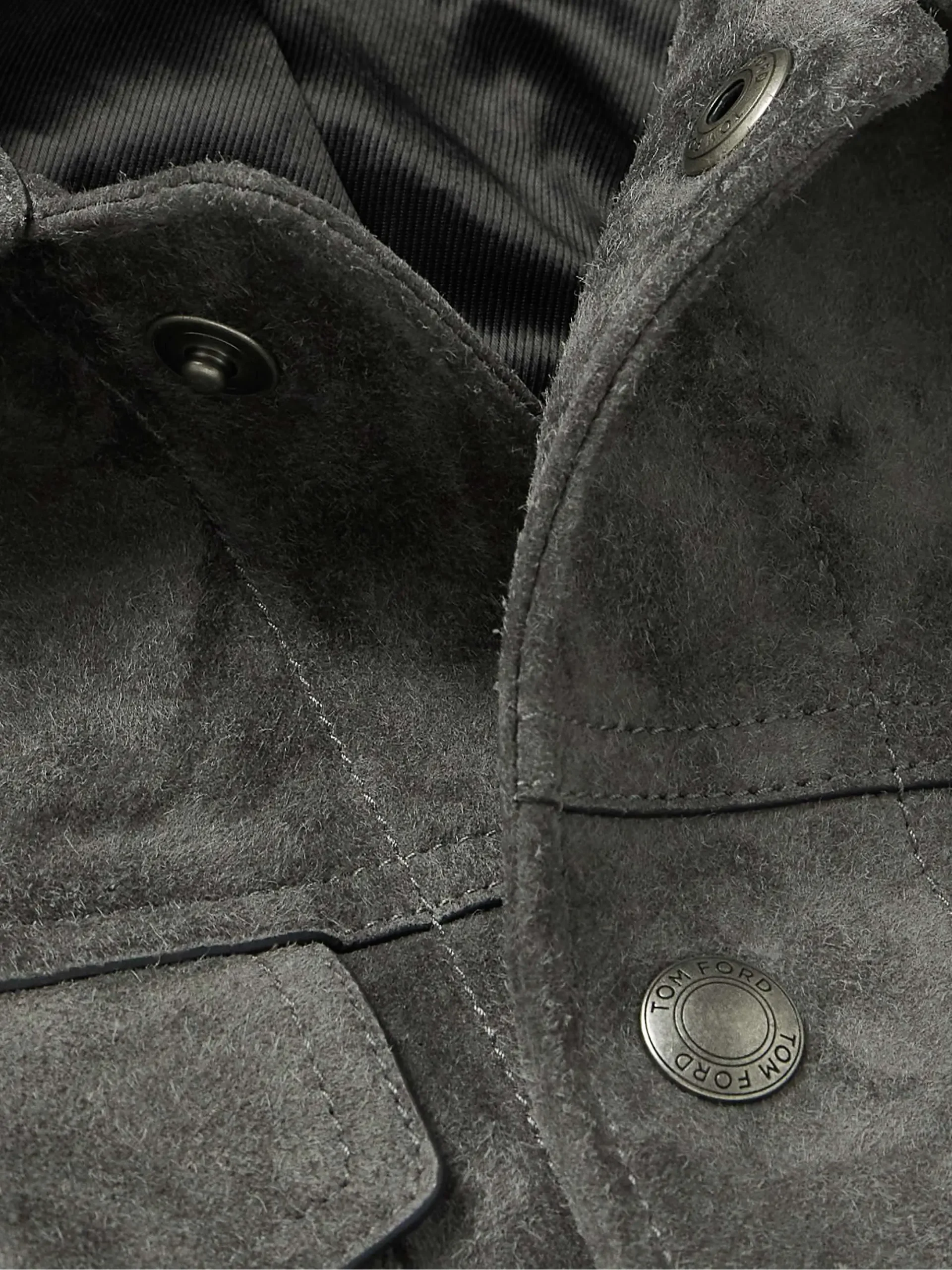 Men's Grey Suede Trucker Jacket