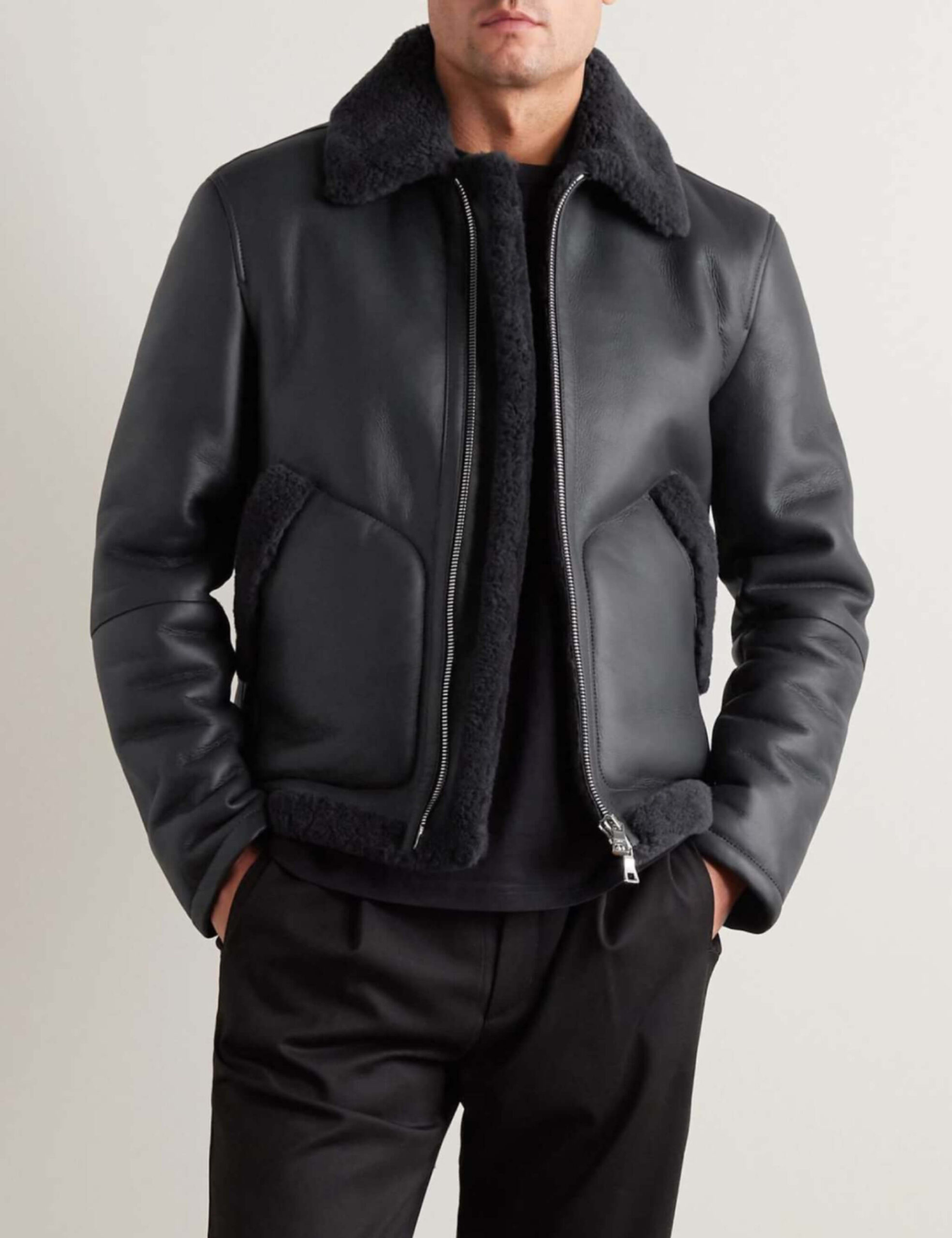Men's Shearling-Lined Leather Jacket