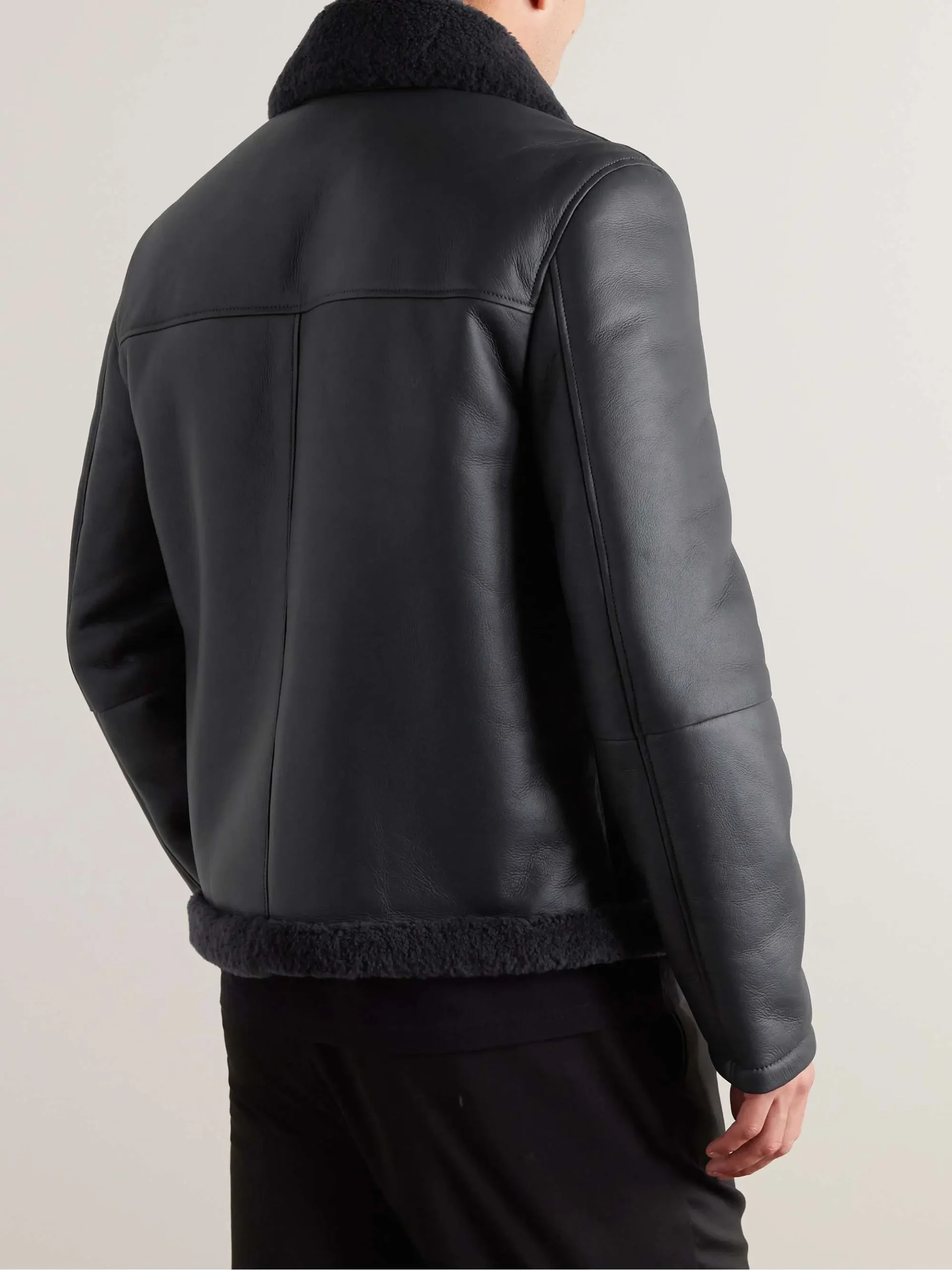 Men's Shearling-Lined Leather Jacket