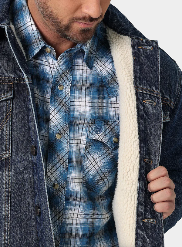Men's Sherpa Lined Western Denim Jacket