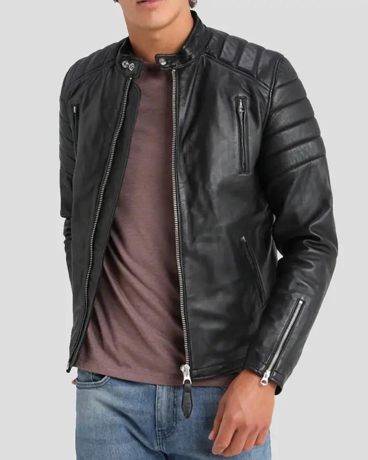 Classic Black Quilted Lambskin Leather Jacket