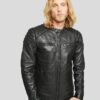 Men's Black Motorcycle Quilted Leather Jacket