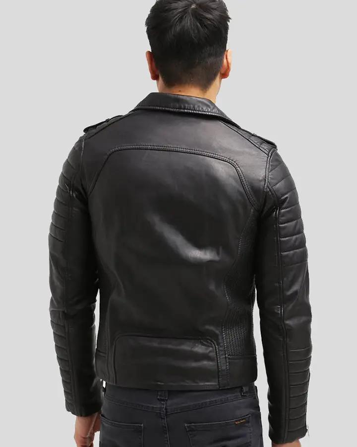 Men's Black Slim Fit Quilted Leather Jacket