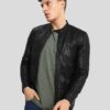 Men's Motorcycle Leather Jacket Black - Lee Leather Jackets -001