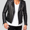 Men's Quilted Leather Biker Jacket - Lee Leather Jackets -001