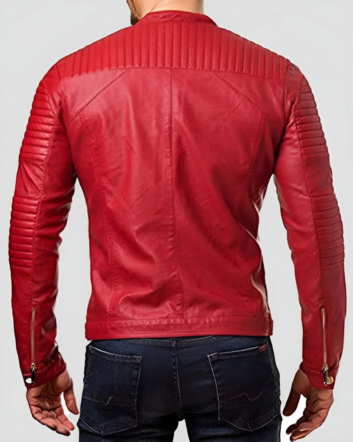Moto Red Quilted Leather Jacket - Lee Leather Jackets - 002