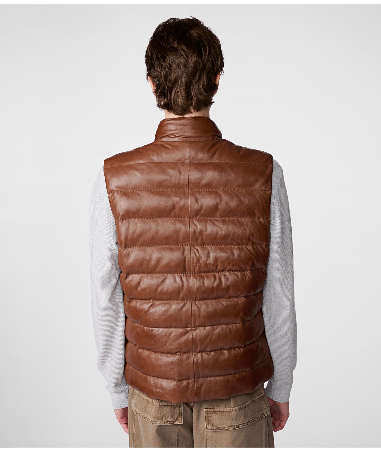 Brown-Men's Quilted Leather Vest-For Men- Lee Leather Jackets-002