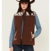 Cowgirl Leather Vest Women's Cow Print Yoke Vest - Lee Leather Jackets -001
