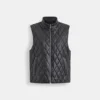 Men's Black Leather Quilted Vest- Lee Leather Jackets -001