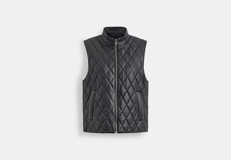 Men's Black Leather Quilted Vest- Lee Leather Jackets -001