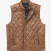 Men's Brown Quilted Leather Vest - Lee Leather Jackets -001