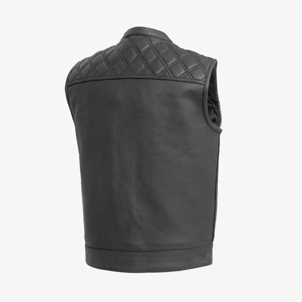 Mens-Motorcycle-Leather-Quilted Vest-Black- Lee Leather Jackets -002