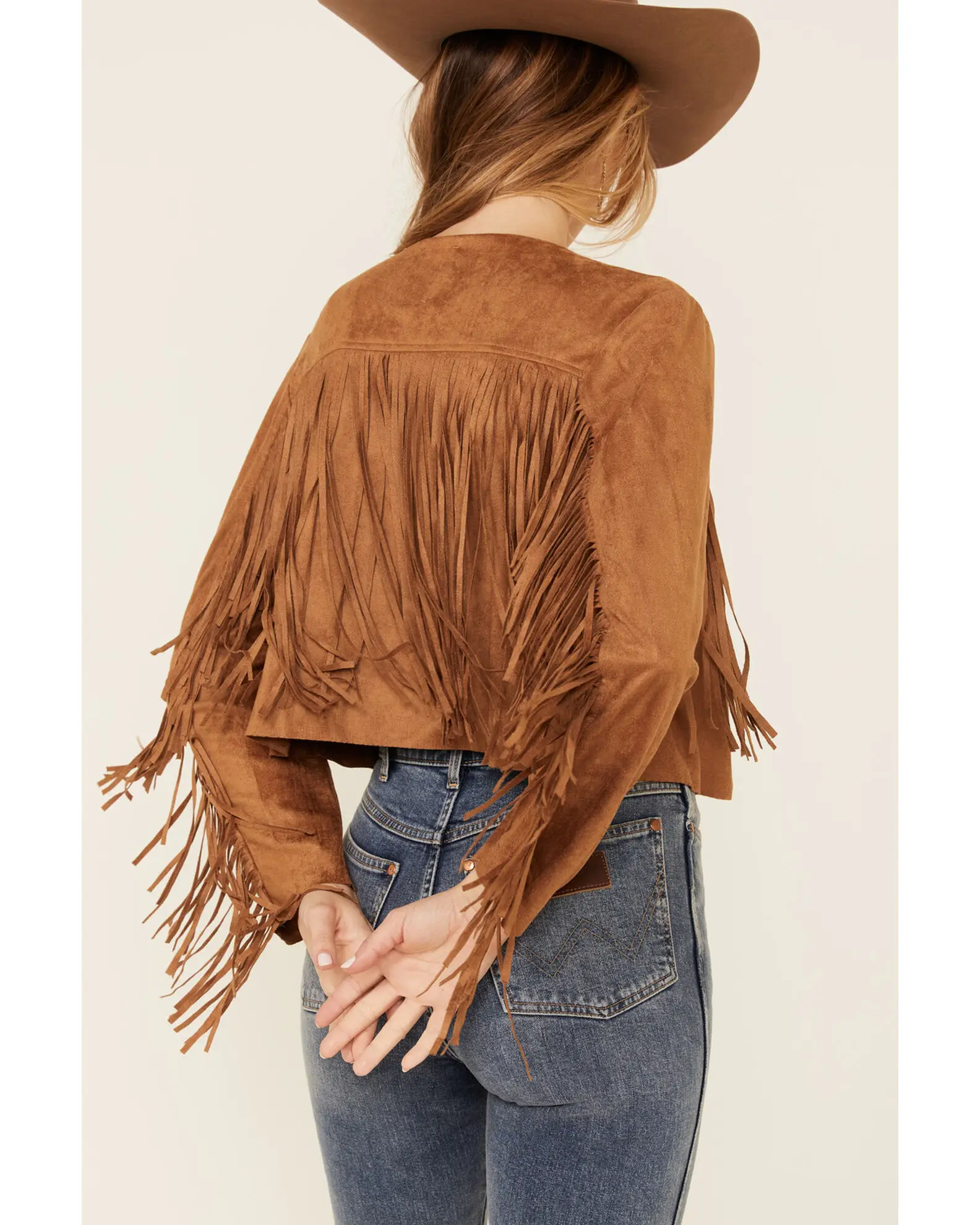 Suede Women's Western Leather Jacket With Fringe - Lee Leather Jacket -003