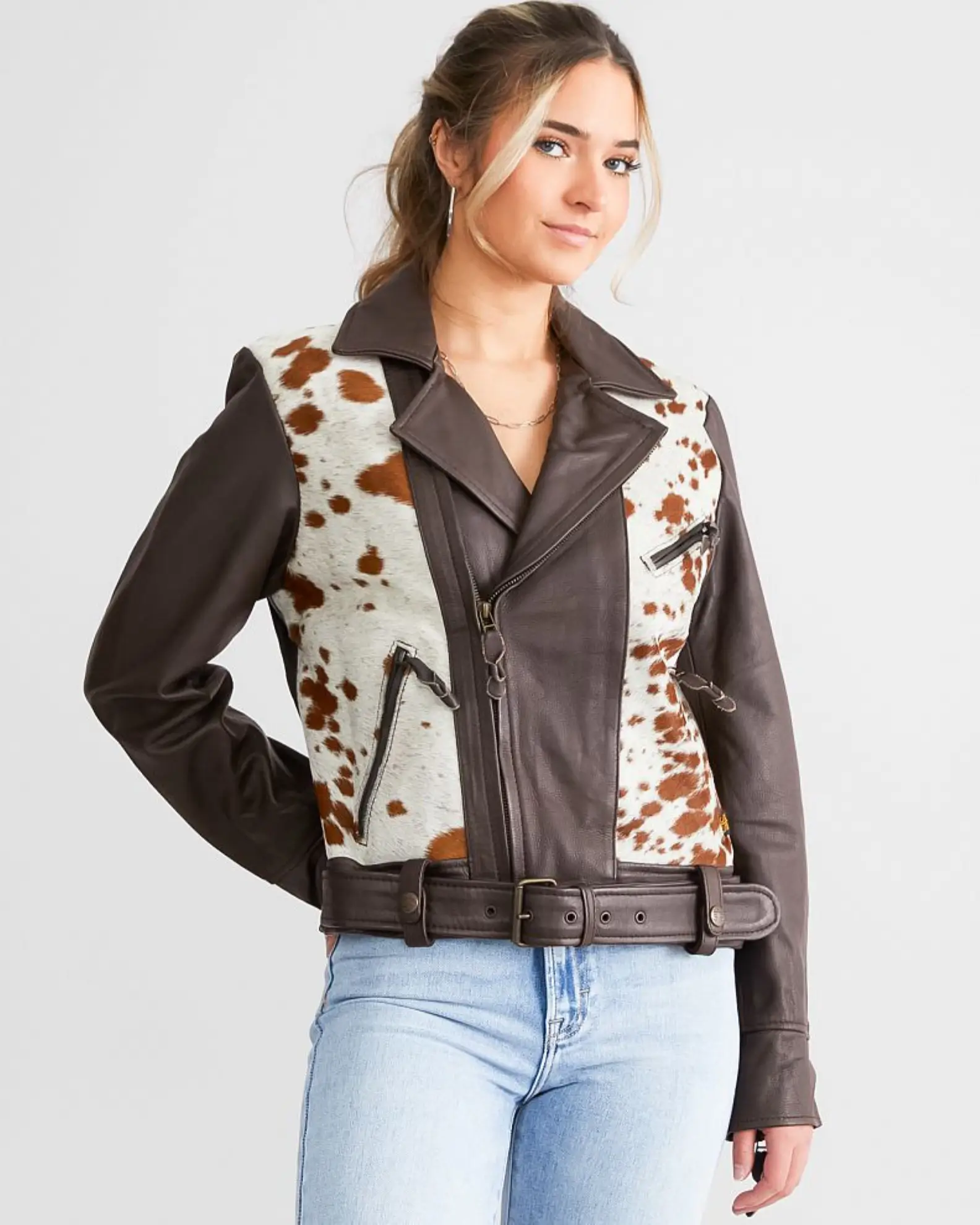 Cowhide Women's Western Leather Jacket - Lee Leather Jackets-002